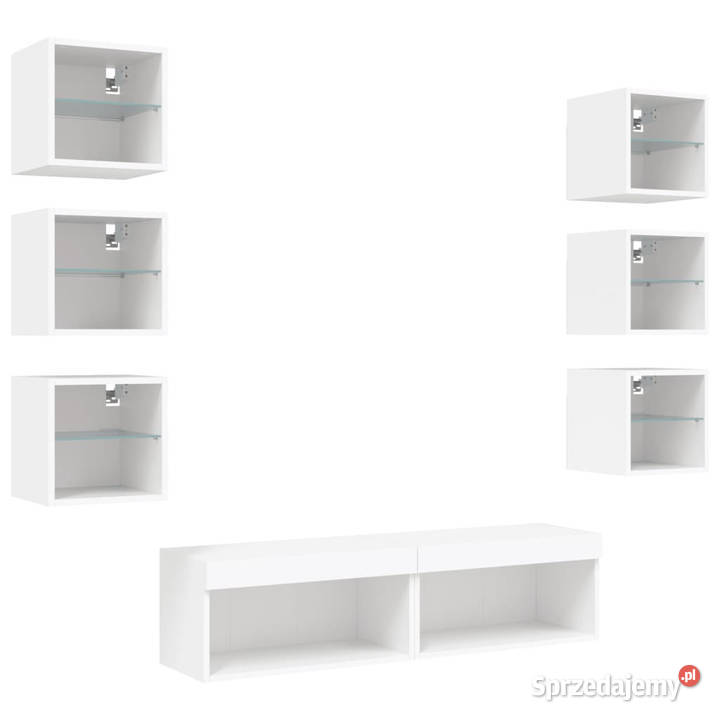 8częściowy zestaw mebli TV z LED biały WM3216633 Warszawa sprzedam