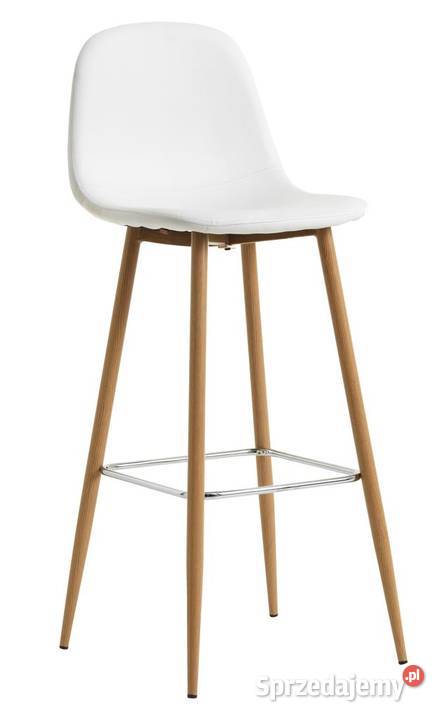 Krzesła barowe skandynawskie białe drewno loft x2  JYSK