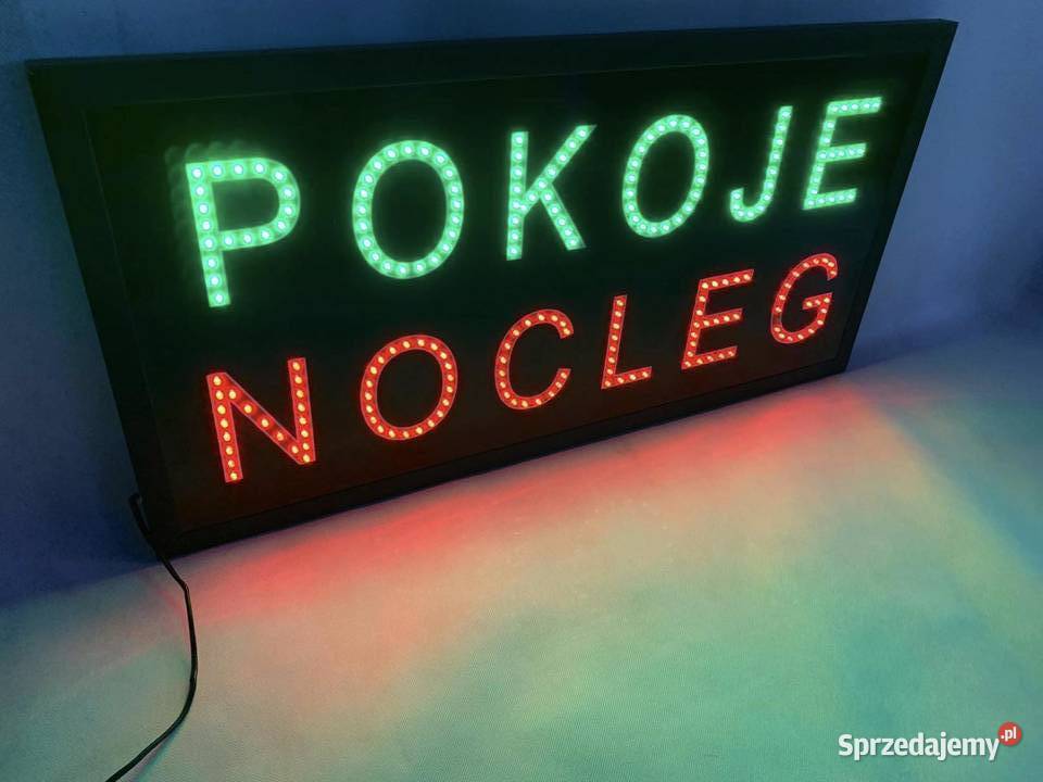 Reklama POKOJE NOCLEG LED 80x40 Szyld diodowy Pomiechówek