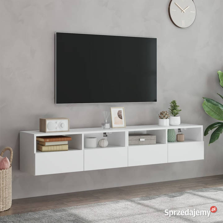 Ścienne szafki TV 2 białe 80x30x30 WM836869 mazowieckie Warszawa