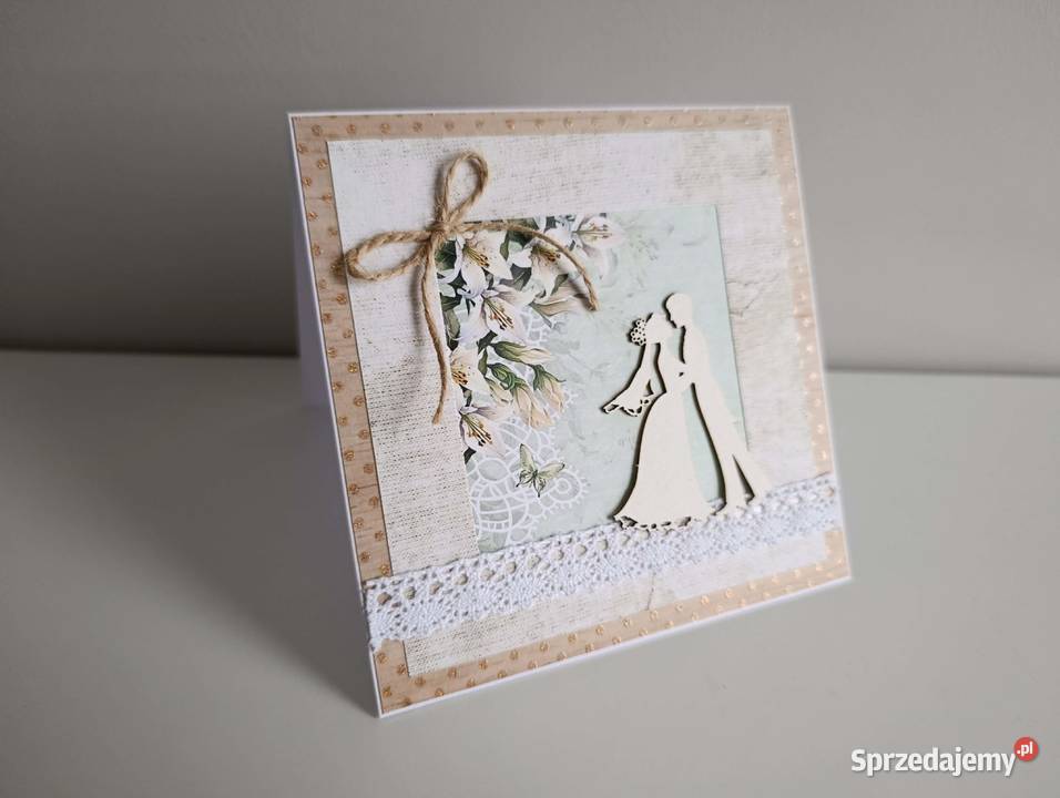 Kartka ręcznie robiona na Ślub handmade 3 Łódź