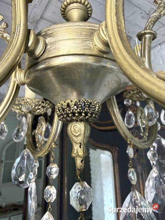 Francuski kryształowy Żyrandol 49 satynowy Antyk Lampy wiszące Poznań