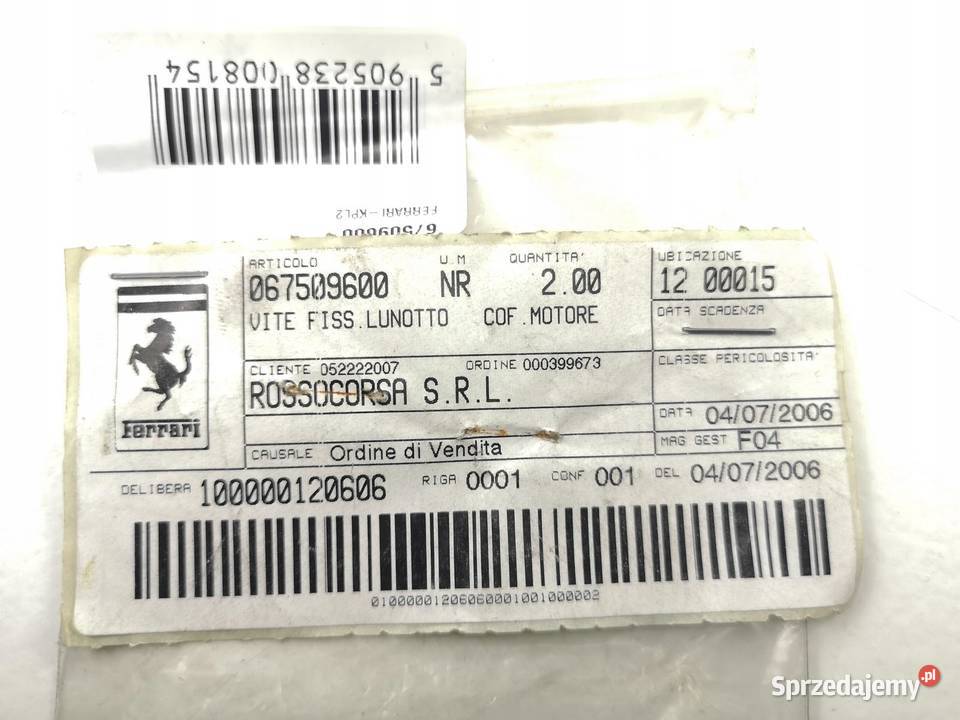 ŚRUBY SZYBY TYŁ FERRARI 360 430 488 F430