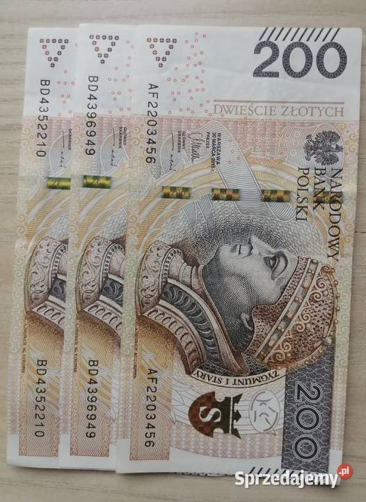 Banknot 200zl z 2015r seria A B CIEKAWE NUMERY Bytom