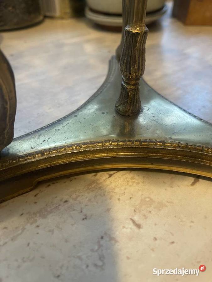 Patera z kozłami mosiądz secesja szkło z Łódź