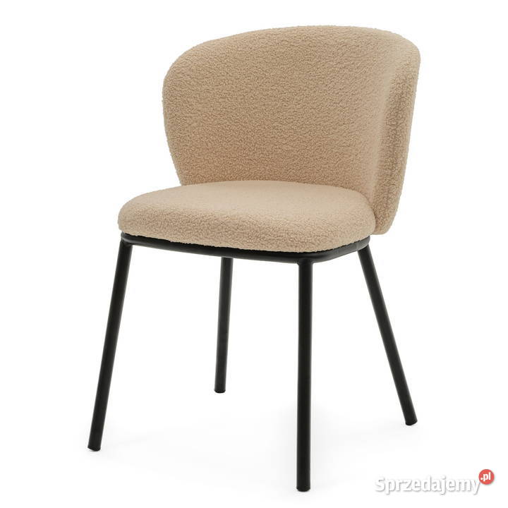 Krzesło Tapicerowane Bari Ciemnobeżowe Boucle 57cm Tarchały Małe