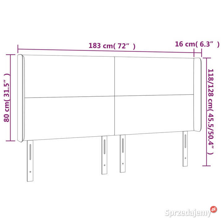 Zagłówek do łóżka z LED czarny 183x16x118128 Warszawa