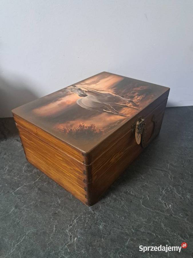 Kuferek drewniany z koniem duży szkatułka Kędzierzyn-Koźle