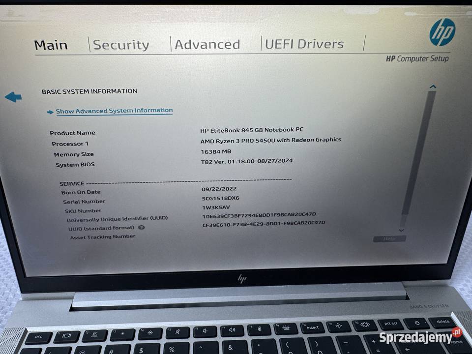 Laptop HP G8 845 AMD ryzen 3 Pro 5450U 16GB RAM HP/Compaq małopolskie sprzedam