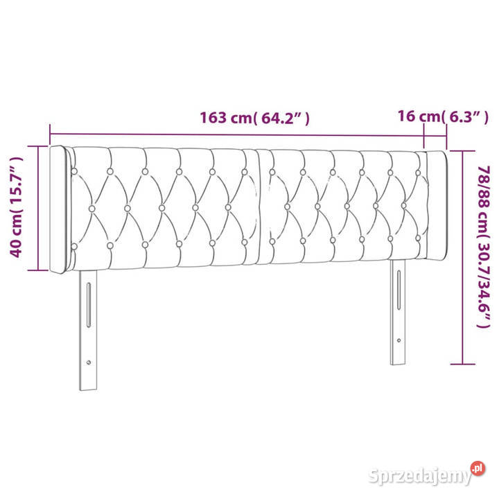Zagłówek do łóżka z LED jasnoszary 163x16x7888 mazowieckie Warszawa