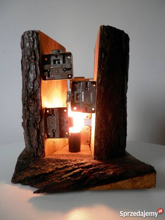 Lampa drewniana ręcznie wykonana ZAMEK jedyna Szczecinek