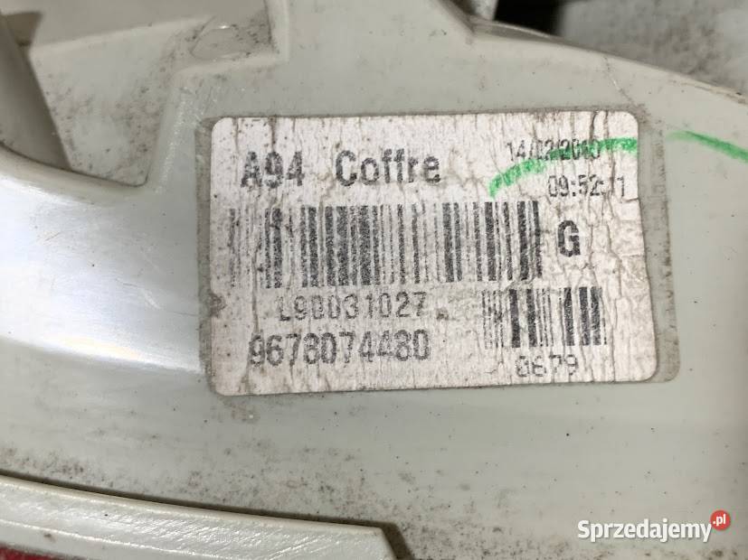 Lampa lewu tył tylna PEUGEOT 2008 9678074480 Barwałd Dolny