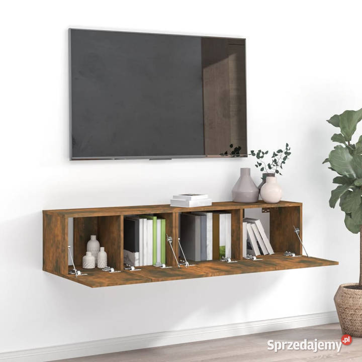 Zestaw 2 szafek pod TV przydymiony dąb materiał Warszawa