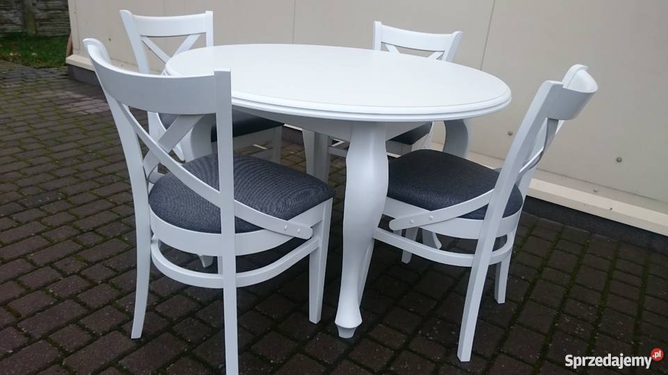 Krzesło fotelik tapicerowane nowoczesne białe krzyżak