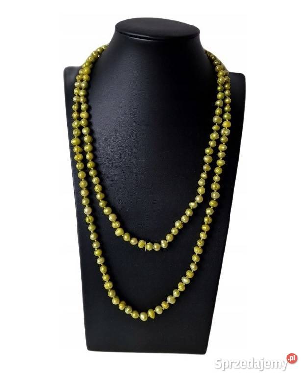 PERŁY NATURALNE SMOCZE NASZYJNIK DŁUGI SZNUR Korale
