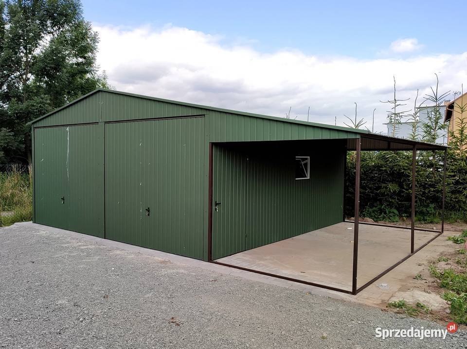 Blaszany garaż 6x6m daszek 256 ciemny zielony Kraków