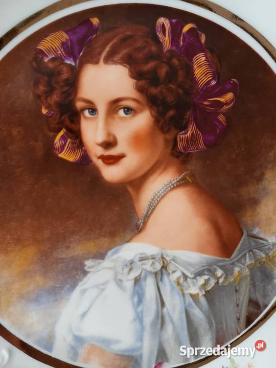 Piękny wielki talerz portret Augustyna Wawel Gdańsk