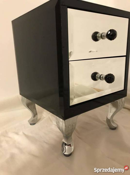Stolik nocny z lustra czarny glamour ze szkla Szafy, regały, półki Kępno
