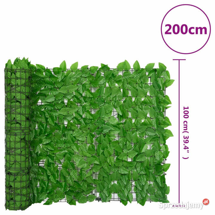 Parawan balkonowy zielone liście 200x100