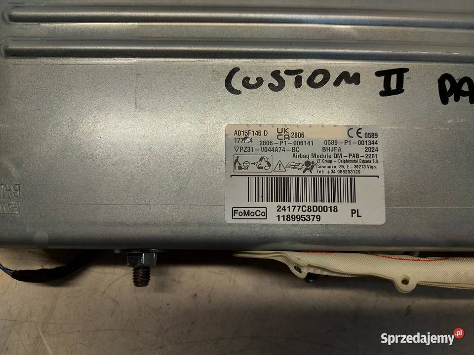 Transit Custom II airbag poduszka pasażera prawa