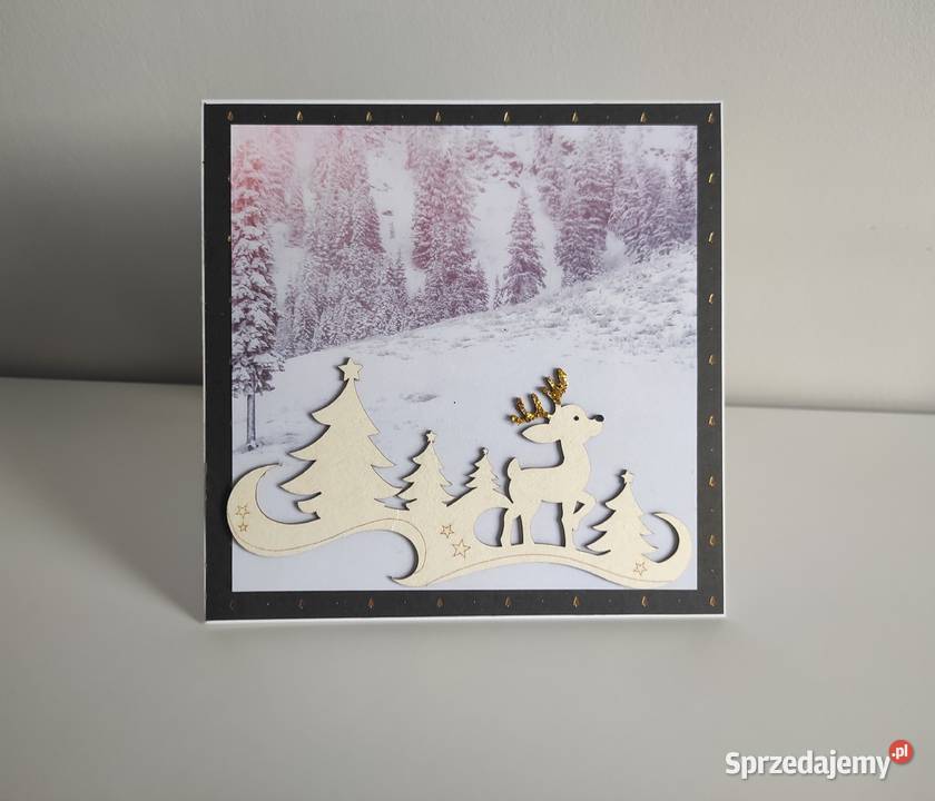 Kartka ręcznie robiona Boże Narodzenie renifer