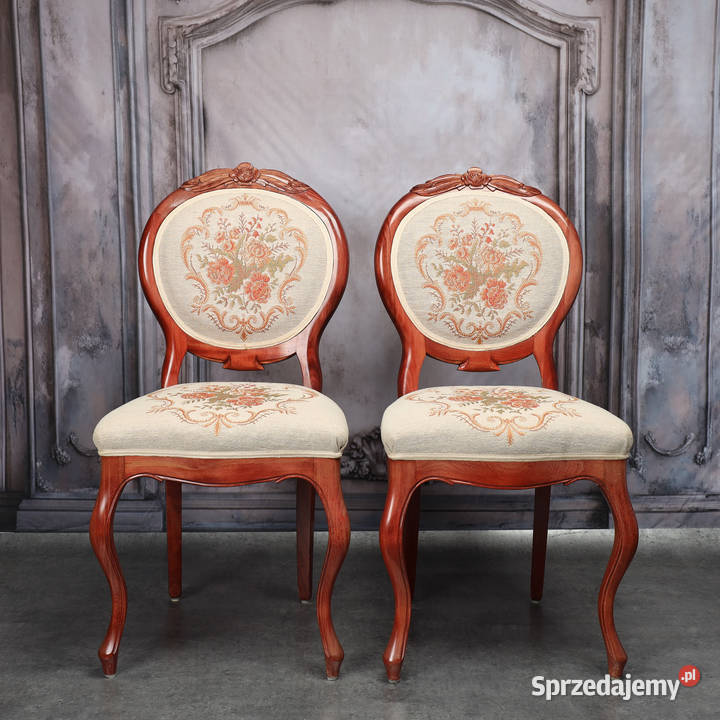 ARTexpert Para zdobionych krzeseł Ludwik Dobrzany sprzedam