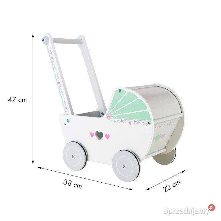 Drewniany wózek lalek pchacz chodzik ECOTOYS
