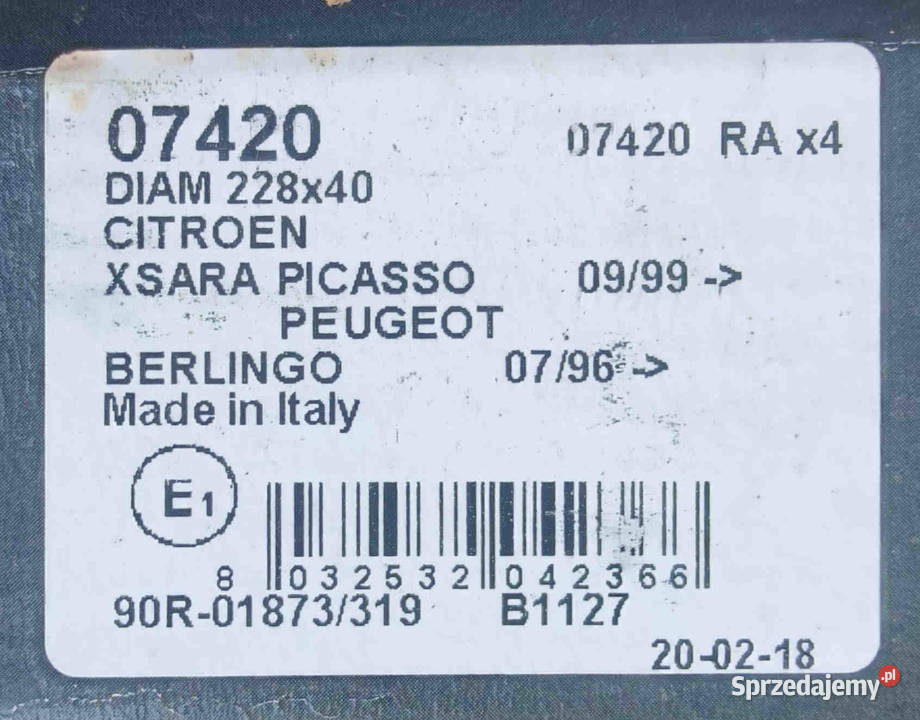 Szczęki hamulcowe tył Citroen Berlingo 2004 Chęciny sprzedam