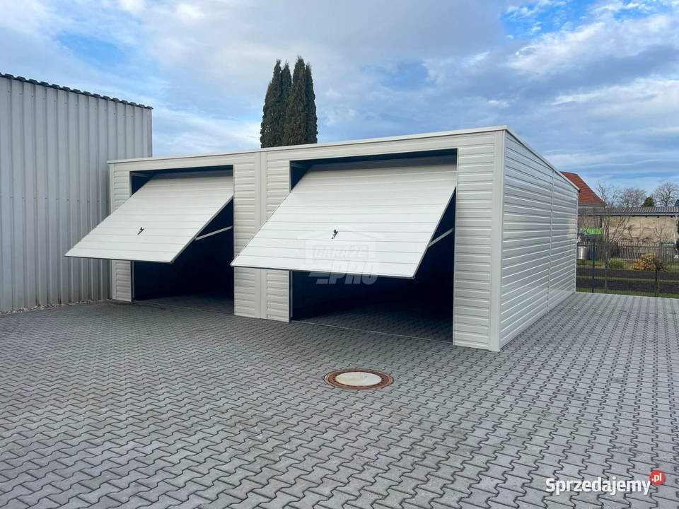 Garaż blaszany 8x7m 2x brama uchylna rynny dach 344zł/m2 Nowy Dwór Mazowiecki
