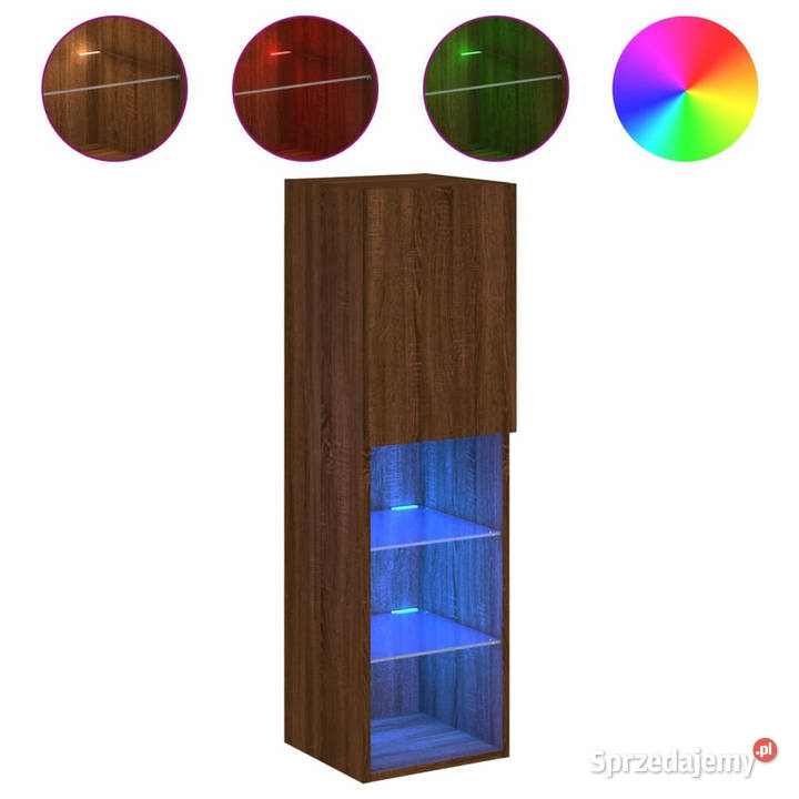 Szafka TV z LED brązowy dąb 305x30x102 WM837027 Warszawa sprzedam