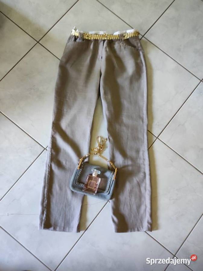 eleganckie wyjściowe letnie spodnie lniane Kielce