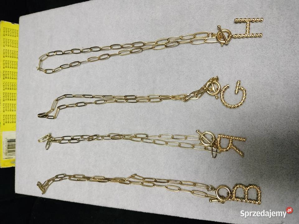 Łańcuszek z literką metalowy 1 sztuka biżuteria