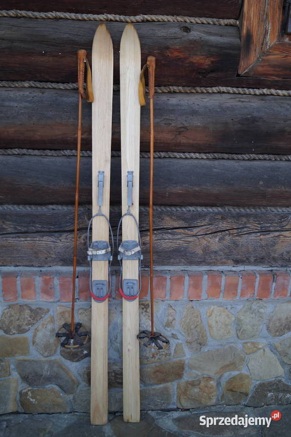 Stare narty jesionowe 165 z kijkami