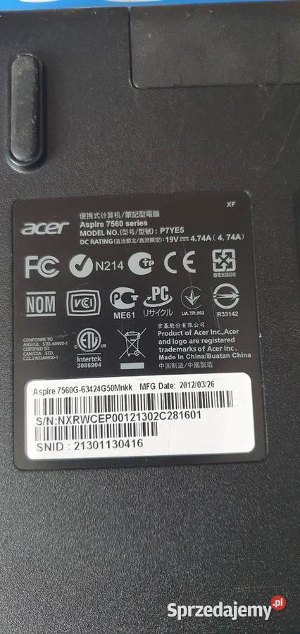 Laptop ACER Aspire 7560 nie włącza się Świerklaniec