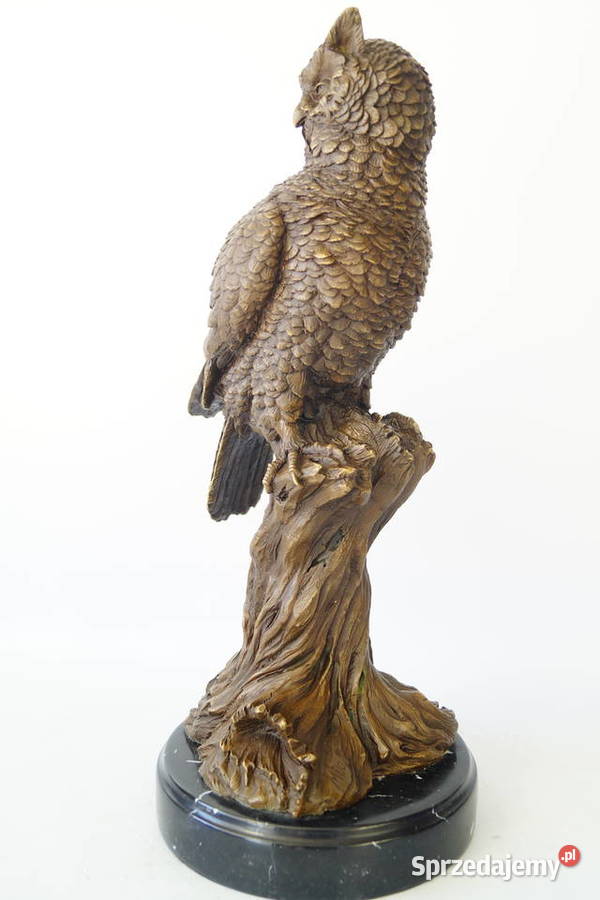 Figura z brązu DUŻA SOWA symbol mądrości rzeźba Antyki Gizałki