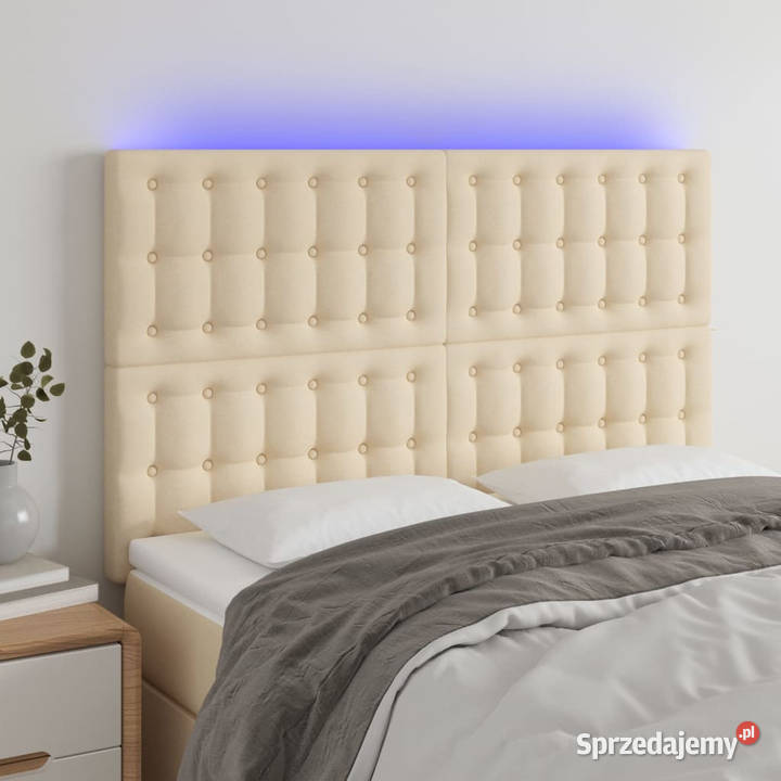 Zagłówek do łóżka z LED kremowy 144x5x118128 mazowieckie Warszawa