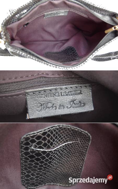 Włoska torebka na ramię listonoszka czarna skóra Torby i torebki sprzedam