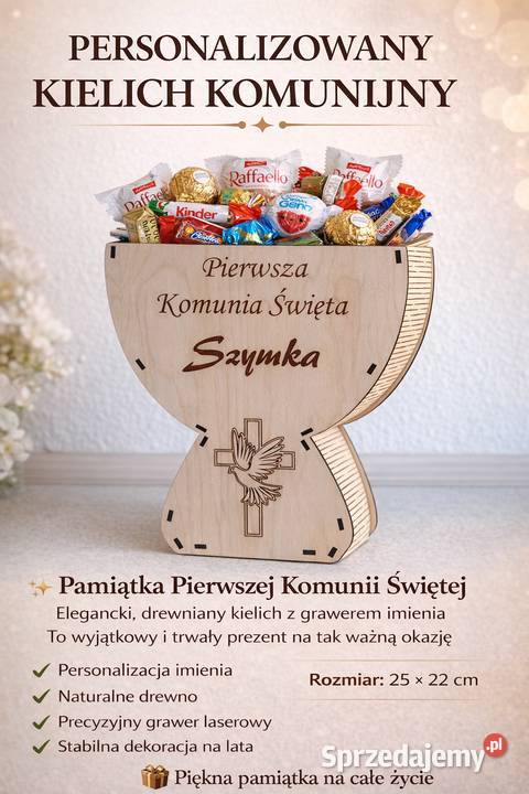 Personalizowany kielich komunijny XL 25 Komunia Gorzów Wielkopolski sprzedam