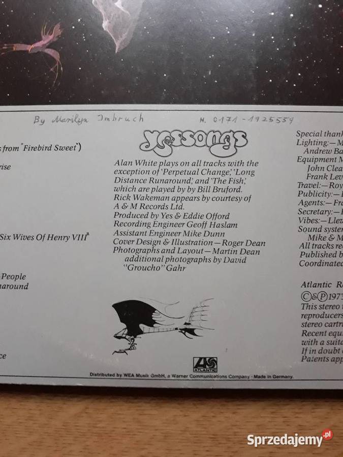 YES Yessong LIVE 3 LP 1973 Rzeszów sprzedam