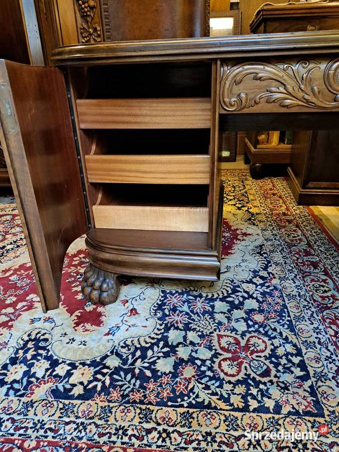 Piękny gabinet na lwich łapach biurkobiblioteka Antyki, Sztuka, Kolekcje zachodniopomorskie Myślibórz