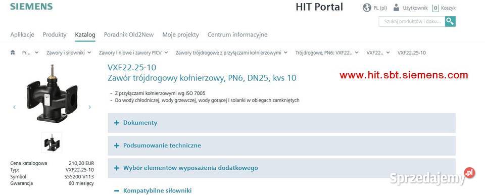 VXF222510 Zawór trójdrogowy kołnierzowy SIEMENS