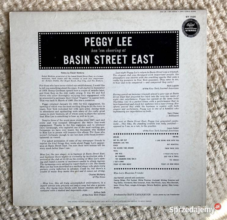 Miss Peggy Lee Peggy Lee At Basin Street East Płyty i kasety zachodniopomorskie