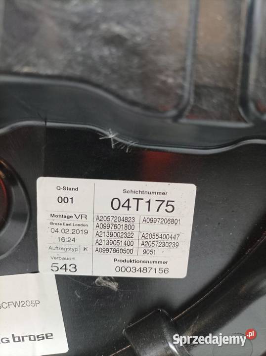 MECHANIZM SZYBY PRAWY PRZÓD 2057204823 Części samochodowe