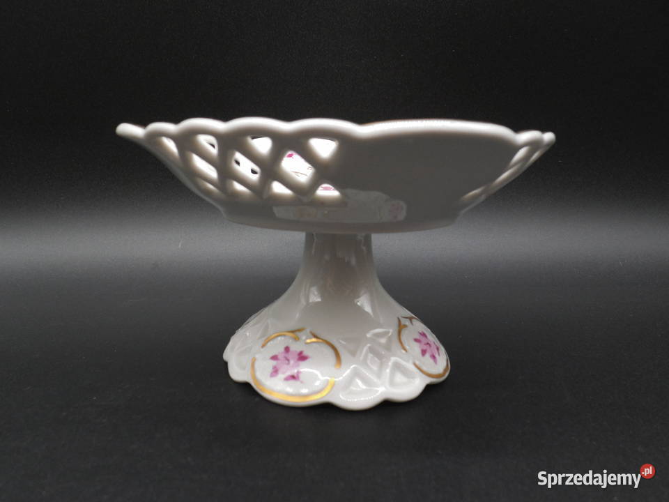 Stara mała ażurowa Patera na Nóżce LIPPELSDORF Porcelana i szkło Raszków