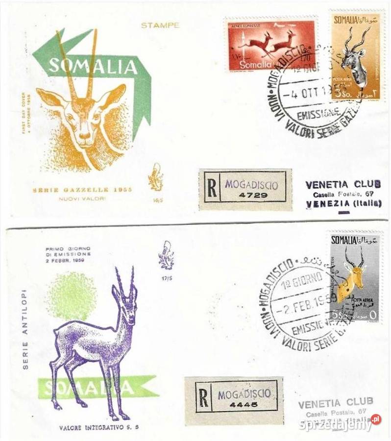 SOMALIA 19581959 FDC polecone obieg wysyłka Filatelistyka Człuchów