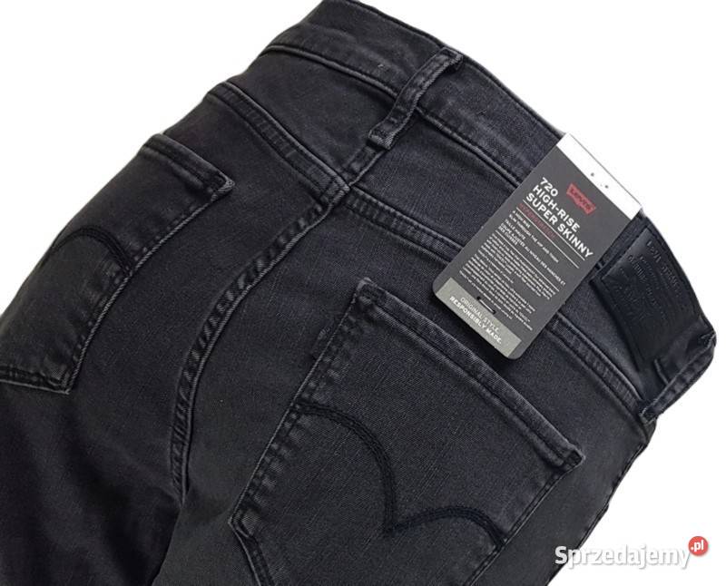 Damskie jeansy Levis 720 czarne rurki wysoki czarny Tarnowskie Góry