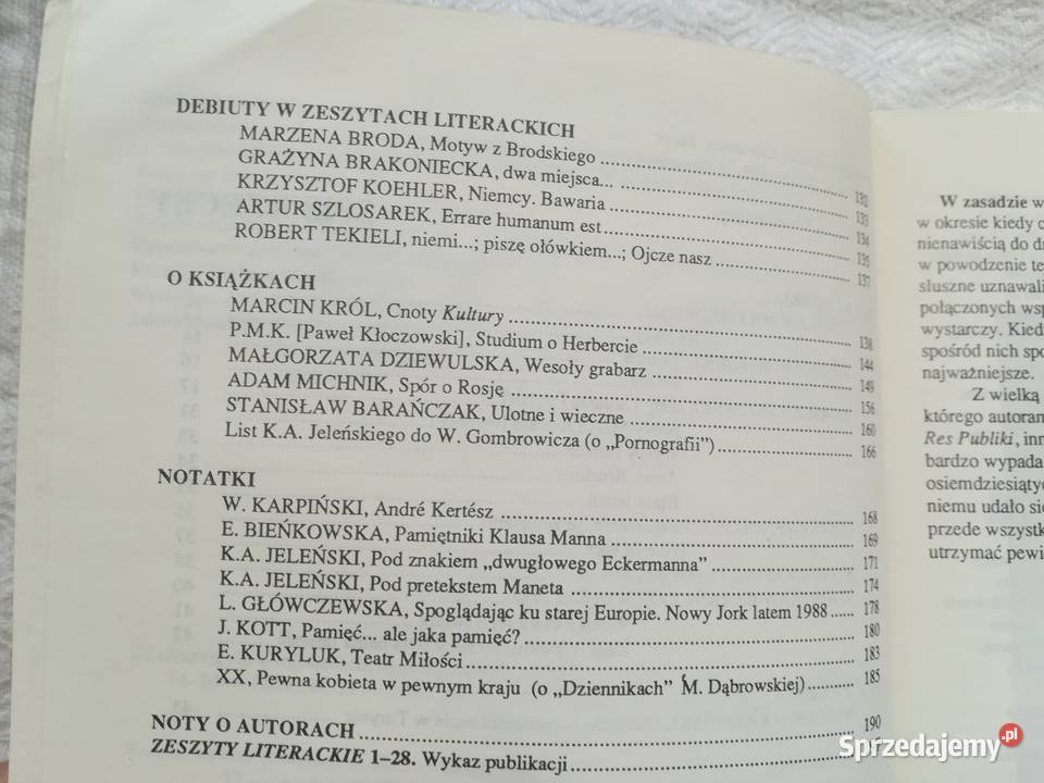 Zeszyty literackie wybór z lat 80 tych numer miękka Gdańsk