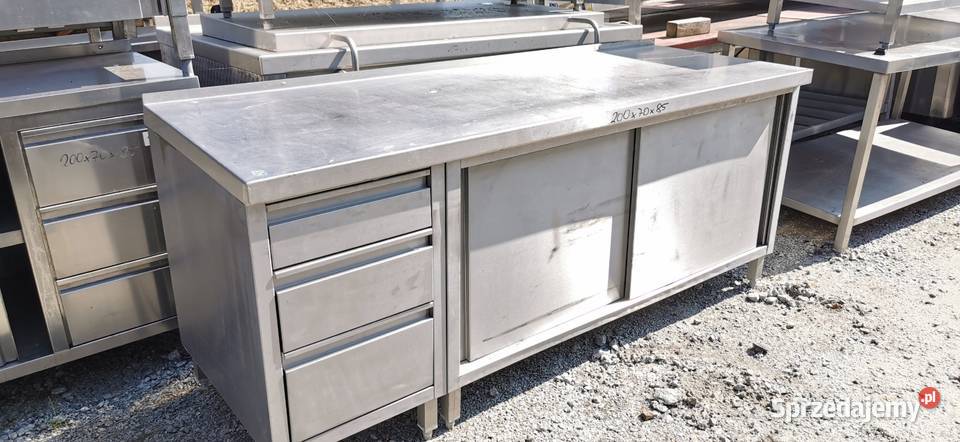 Stół roboczy 200x70x85 drzwi suwane szuflady Krotoszyn