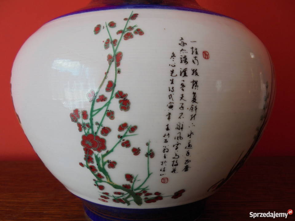 Wazon ceramiczny sygnowany z Chin 2 Komplet 406 Porcelana i szkło Gawroniec