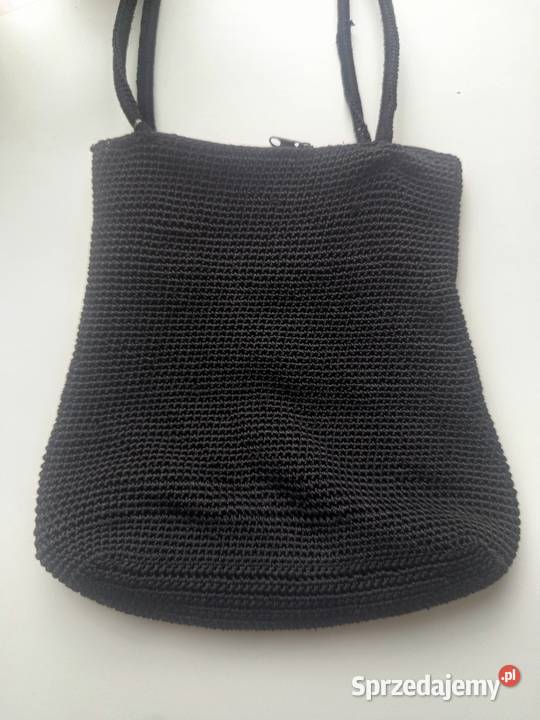 Torebka vintage lata 90 pleciona czarna retro Rymanów